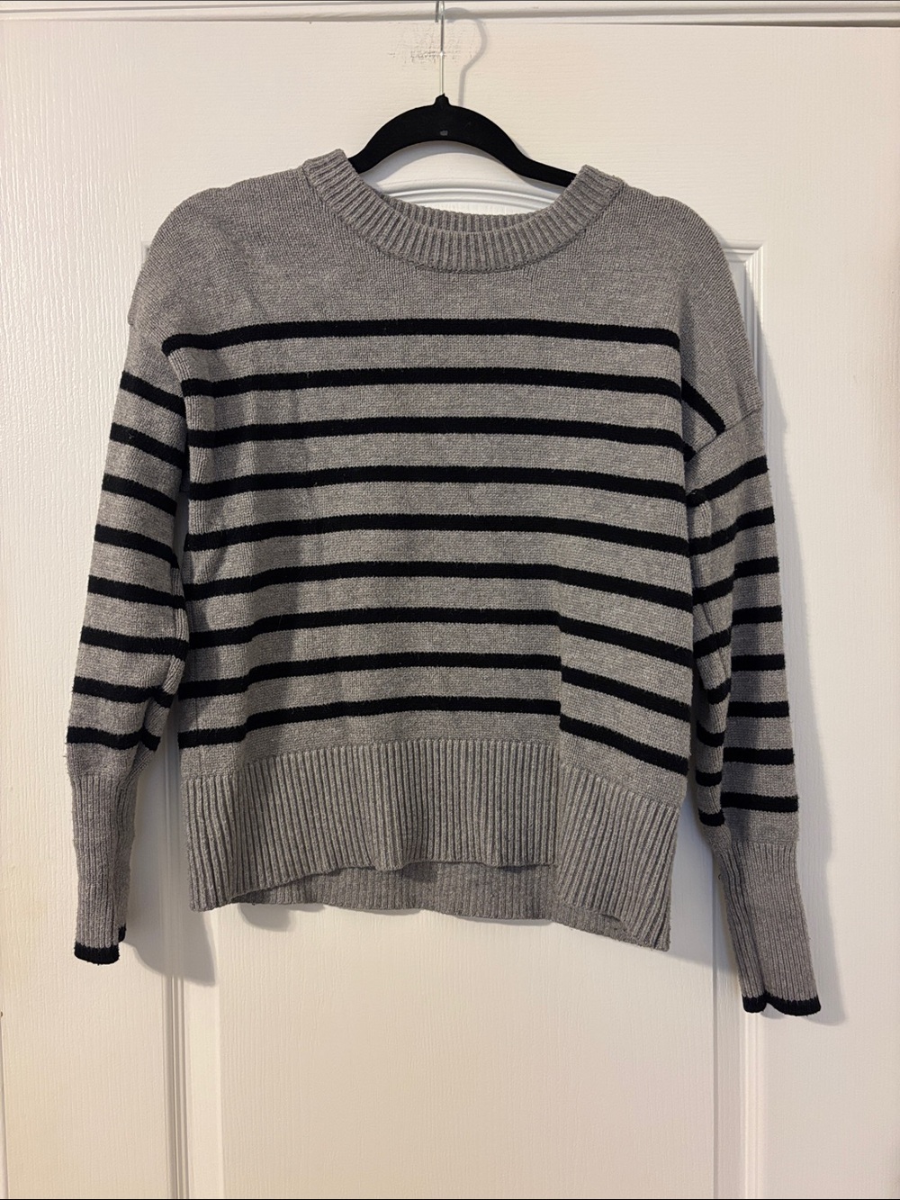 Philosophy Striped Crewneck Sweater in Gray and Black